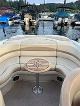 Boat Round Teak Table Top 20.3 Inch Diameter Star Inlay Marine Yacht Car... - $267.00+