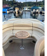 Boat Round Teak Table Top 20.3 Inch Diameter Star Inlay Marine Yacht Car... - $365.17 CAD+