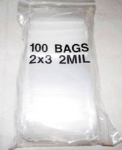 100 2&quot; x 3&quot; tall Clear Poly BAGS reclosable PLASTIC Zipper zip zipper Se... - $13.43