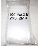 100 2&quot; x 3&quot; tall Clear Poly BAGS reclosable PLASTIC Zipper zip zipper Se... - $13.43