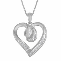 Echter Diamant Akzent Massiv Sterling Silber Herz Anhänger Halskette Sommer Sale - £150.92 GBP