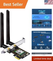 WiFi 6E AX5400 PCIe Card with Bluetooth 5.3 for Desktop PCs - Ultra-Fast... - $37.00