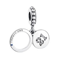 Sterling Silver 925 21st Birthday Celebration Pendant Dangle Charm For Bracelets - £15.01 GBP