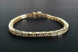 13Ct Princess Cut Lab-Created Diamond Woman&#39;s Tennis Bracelet 14K Yellow Gold FN - £141.84 GBP