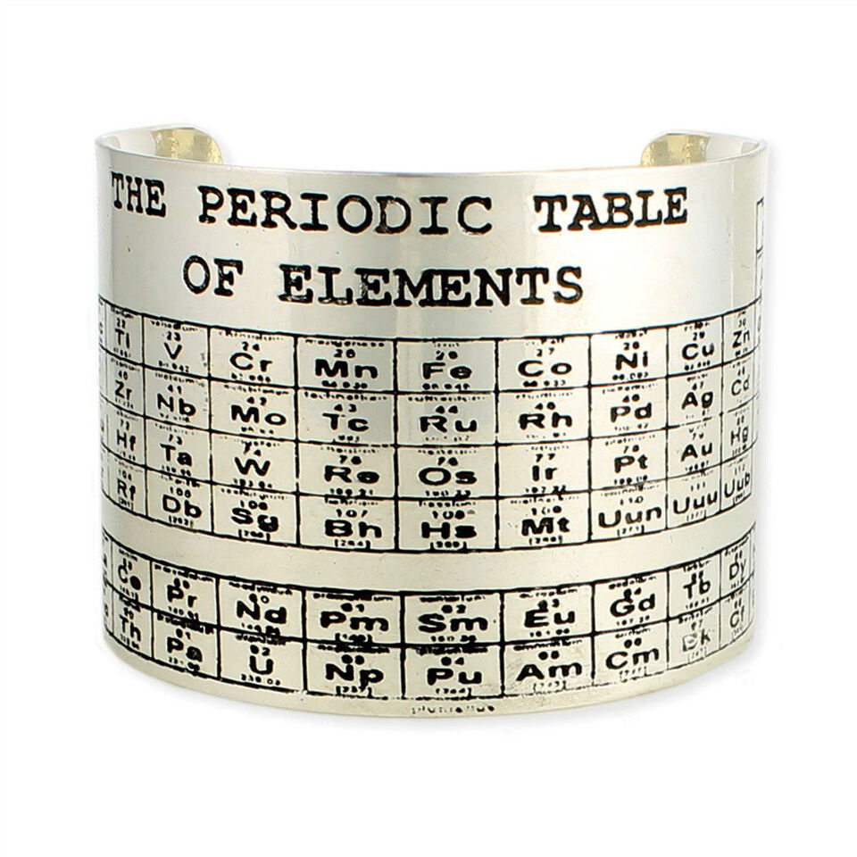 PERIODIC TABLE OF ELEMENTS BRACELET Wide Cuff Silver Tone Metal NEW Scie... - $19.95