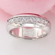 1Ct Round Zircon Diamond Men&#39;s Wedding Band Ring in 14K White Gold Over Size 9.5 - £80.34 GBP