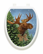 Toilet Tattoos Merry Moose  Vinyl Removable Christmas  Lid Decor - £18.66 GBP