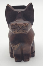 Hand-Carved Wood Kitty Cat Kitten Eyeglass Holder Sitting Matr Boomie In... - $21.95