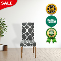 Anyhouz Chair Cover Gray Chain Link Pattern Elastic Slipcover Dining Decor - $456.67 MXN