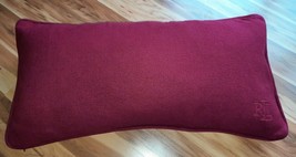 Ralph Lauren Dark Red Heavy Cotton Down Filled Throw Pillow RLL Monogram 26&quot;x14&quot; - £46.47 GBP