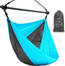 Sky Blue And Dark Gray Hammock Swing Chair, Perfect For Outdoor And Indoor Use, - £36.95 GBP