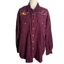 Vintage 90s Looney Tunes Tweety Bird Western Shirt XL Purple Pearl Snap Pockets - £40.05 GBP