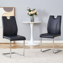 Black PU Dining Chairs Set of 2 - £98.84 GBP