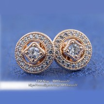 Rose Gold Vintage Allure Stud Earrings with Detachable Jackets and Clear CZ - £14.27 GBP