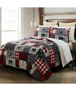 NEW! Rustic Lodge Bear QUEEN Quilt Set and Matching Tote Bag Bear Countr... - £75.08 GBP