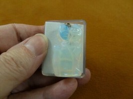 (ann-cat-2) white Opalite Cat gemstone carving PENDANT necklace Fetish cats - $12.19