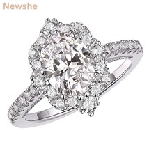 Floral Halo 2.7Ct Oval Cut AAAAA Cubic Zircon Genuine 925 Sterling Silver Engage - £39.66 GBP