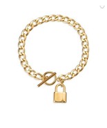 EYE CANDY LA Luxe Goldtone Titanium Chain Padlock Charm Bracelet - $49.95