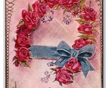 Rosa Ferro di Cavallo Con Amore Romance Valentine Goffrato DB Cartolina H29 - $4.49