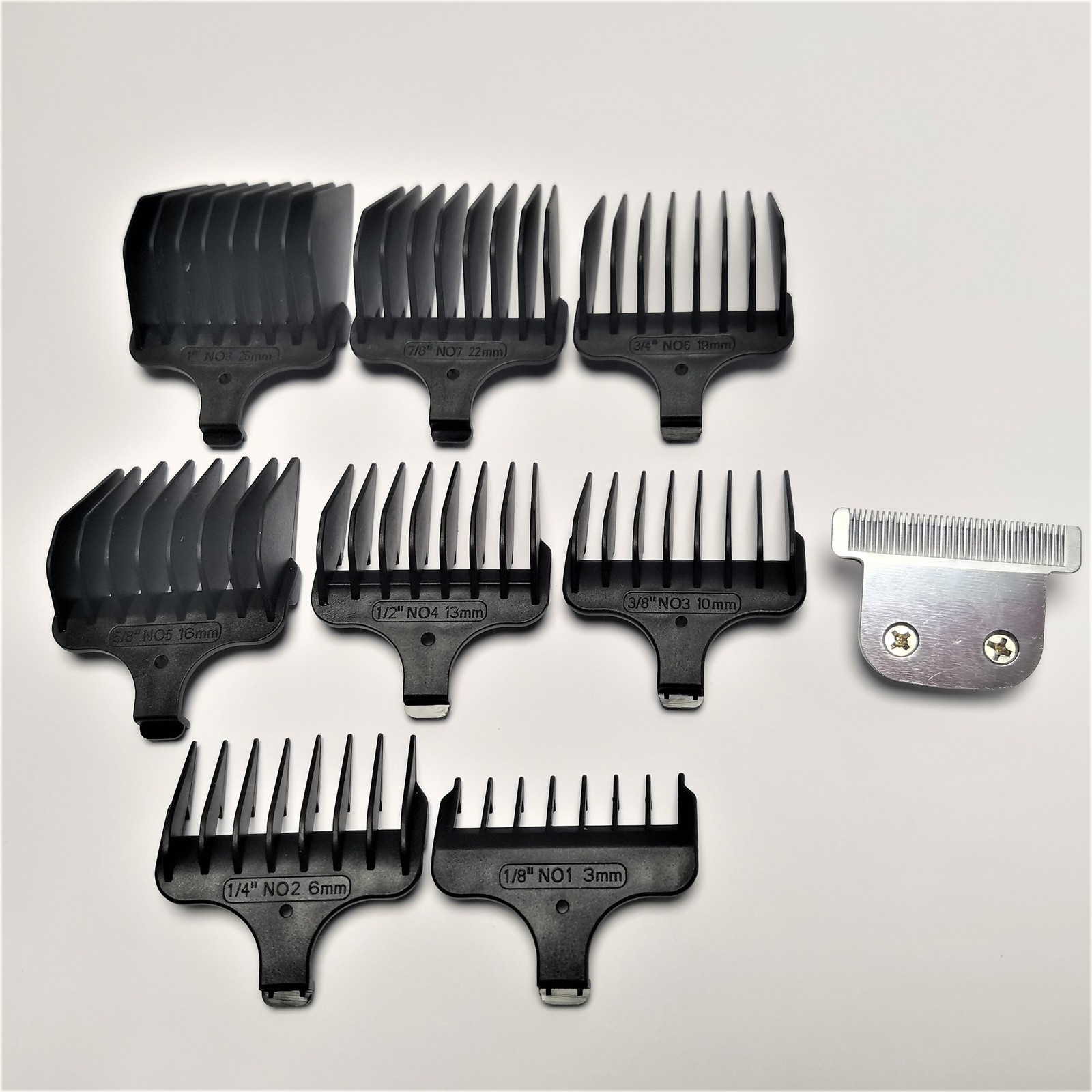 T-Blade + 8X Clipper Comb (#1- #8,1/8"-1", 3mm-25mm) For Wahl 9837 9860 9860L