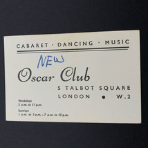 Vintage Business Card Oscar Club Cabaret London England - £9.22 GBP