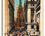 Wall Street View Stock Exchange New York City NY NYC Linen Postcard P27 - £1.54 GBP