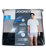 Jockey Men's XL Cotton Stretch Crew Neck T-Shirt - 3 Pack Black Grey White - $29.69