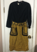 Vtg 70&#39;s Hippie Boho gypsy dress Herman Marcus dark academia steampunk gothic - £40.61 GBP
