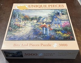Bits And Pieces 3000 Pc Jigsaw Puzzle By Nicky Boehme "Down Cottage Lane" Complt - $18.62