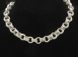 925 Sterling Silver - Vintage Heavy Shiny Circle Link Chain Necklace - NE2845 - £274.80 GBP