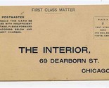 1893 The Interior Magazine Subscription First Class Matter Postcard - $17.82
