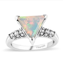 Natural Opal Wedding Ring, Triangle Shape Engagement Ring, Designer Jewelry - £68.46 GBP