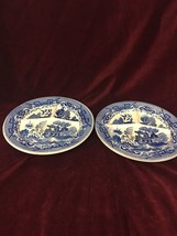 VINTAGE Japan BLUE WILLOW 3 Part Grill Plate Divided china 2 pieces Asian Orient - £31.75 GBP