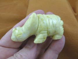 Y-RHI-717) yellow white RHINO rhinoceros gemstone FIGURINE carving I lov... - $19.49