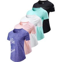 5 Pack Women&#39;s Quick Dry Short Sleeve T Shirts, Athletic Workout Tee Tops for Gy - £59.06 GBP