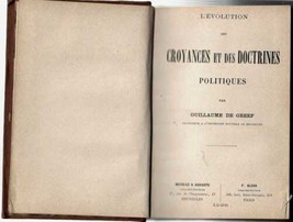 L&#39;Evolution Croyances et Doctrines De Greef 1895 Sociology Book - £40.35 GBP