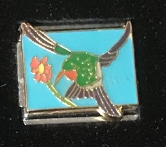 Hummingbird Flower Italian Charm Enamel Link 9MM K16 Style BGH - £10.65 GBP