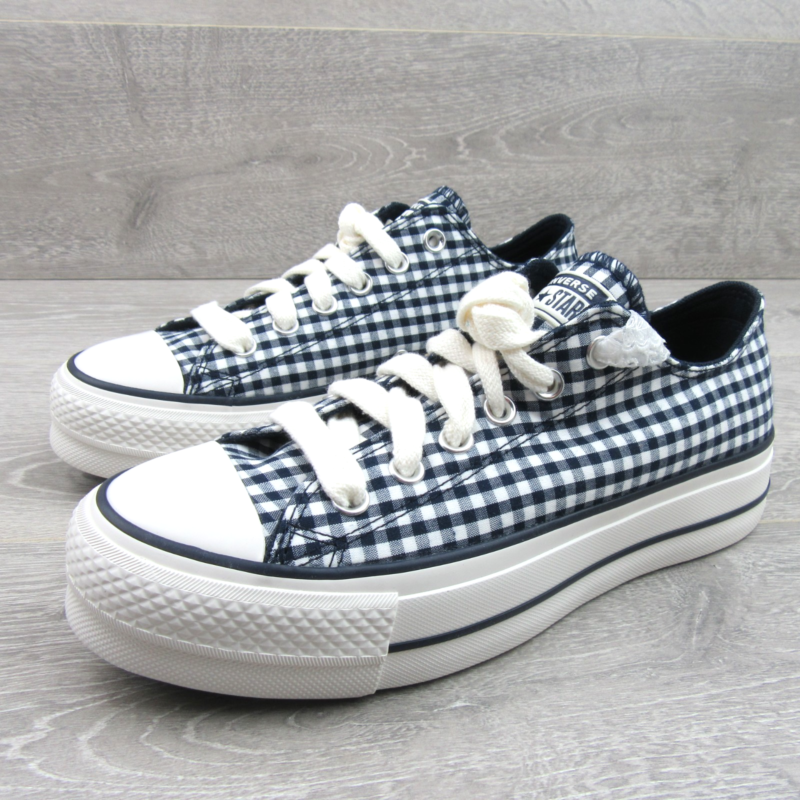 Converse CTAS Lift Platform Gingham Womens Size 8 Obsidian White NEW A13664C Item image 4