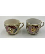 Vintage Erphila Lusterware Raised Mini (2) Teacups Germany Gold Trim Flo... - £25.07 GBP