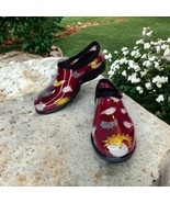 Sloggers Red Rooster Chicken Women&#39;s Size 9 Rubber Slide In Rain Gardeni... - $390.07 MXN