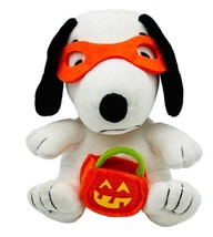 Hallmark Snoopy Halloween Trick or Treat Plush Orange Mask Pumpkin Bag Peanuts - £9.80 GBP