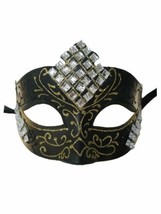 Black Gold Diamond Scroll Venetian Masquerade Mask - £13.19 GBP
