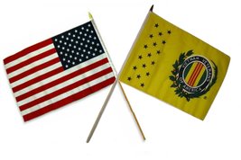 AES 12x18 12&quot;x18&quot; Wholesale Combo USA American &amp; Vietnam Veteran Vet Stick Flag - £9.49 GBP
