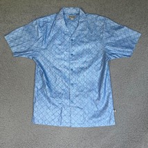 STACY ADAMS Shirt Adult Extra Large Linen Blue Print Washable Casual Out... - £19.09 GBP