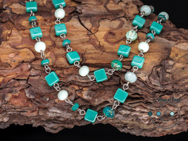  sea green Czech glass necklace, great for boho layering, FREE with purchase - £0.00 GBP