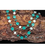  sea green Czech glass necklace, great for boho layering, FREE with purc... - £0.00 GBP