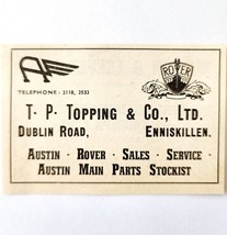 1954 Topping Ireland Rover Car Dealer Advertisement Import Automobilia E... - $369.57 MXN