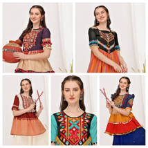 Kedia Moda Top per Navratri Dandia Danza, Gujrat Abito, S Alla XXL, Multicolore - £38.37 GBP