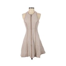 Intermix Fit &amp; Flare Geometric Print Knit Dress Beige Tan Sz S - $29.99