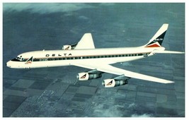Delta Air Lines Douglas DC 8 Fanjet Airplane Postcard - £10.04 GBP